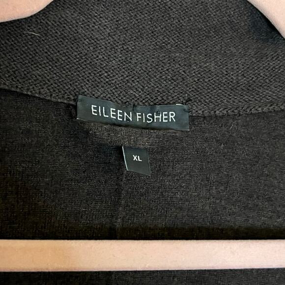Eileen Fisher XL Merino Wool Lamb Leather Chocolate Brown Blazer Jacket Luxury - Picture 3 of 6